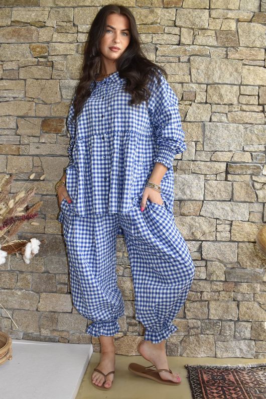 Nonni Gingham Bloomer Pant Malibu Blue